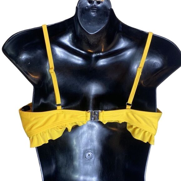 Nasty gal collection size 8 yellow ruffle tie front bikini top mermaid coquette - Picture 2 of 5